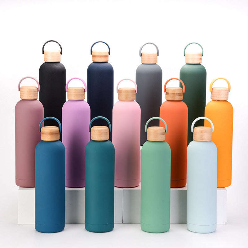1L bamboo double wall water bottle-Blue