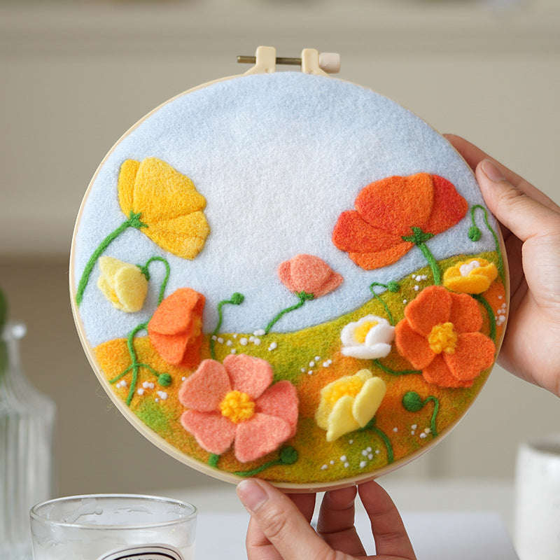 DIY Wool Painting Embroidery Flower Frame