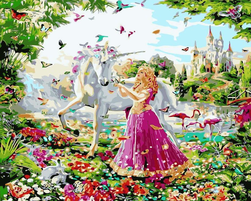 Paint By numbers - A Girl and her Unicorn 40x 50 frame canvas