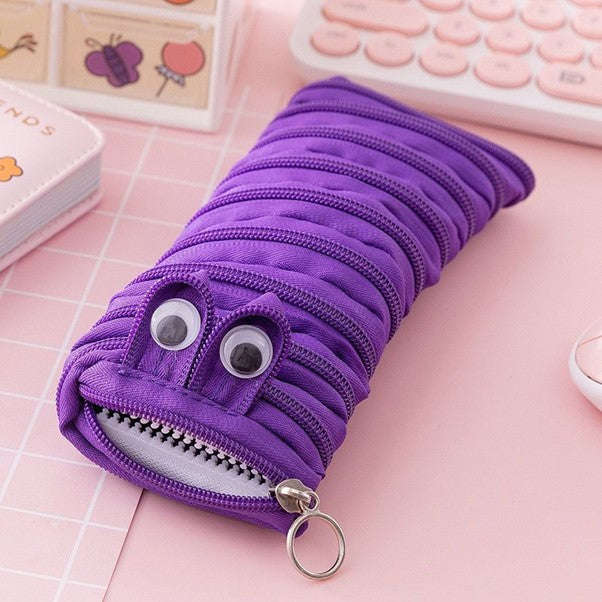 Zipper Little Monster Pencil Case-purple
