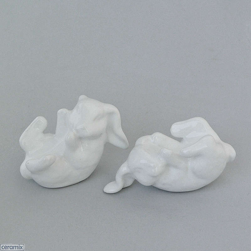 2 Lying on Back Bunny Egg Holders - C0430-2 White
