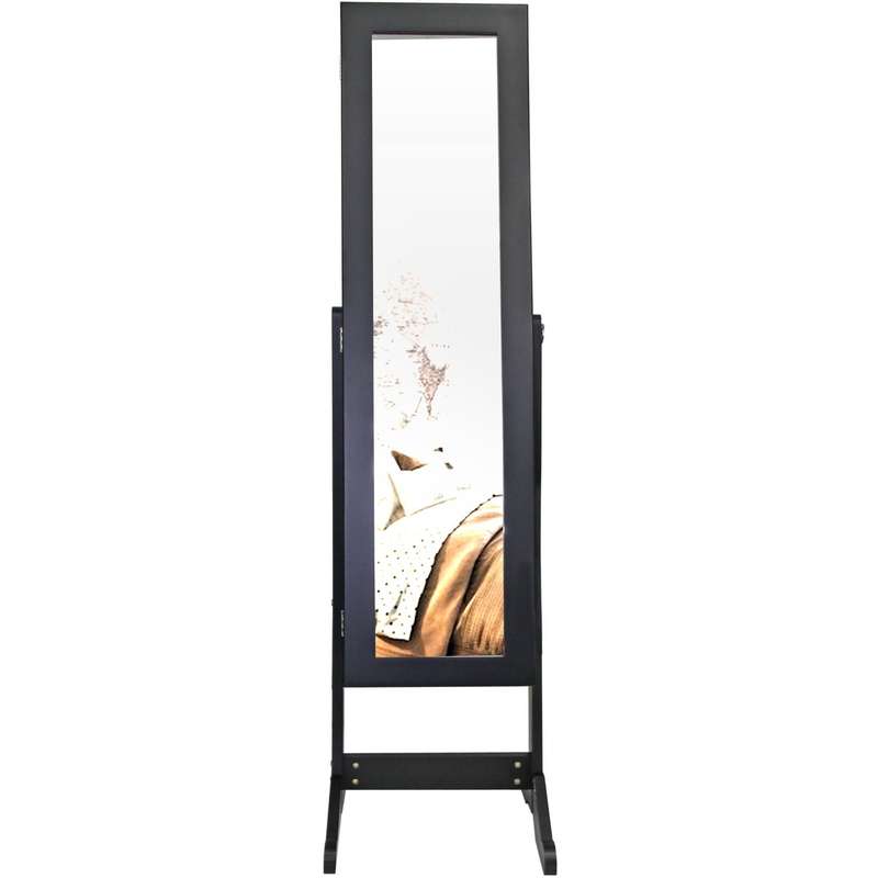 Full Length Dressing Jewellery Cabinet with Mirror - BLACK