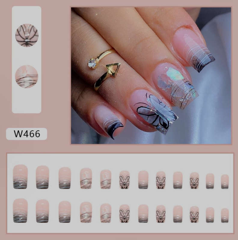 Butterfly Noir Press On Nails