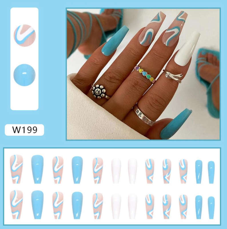 Ocean Swirl Coffin Press On Nails