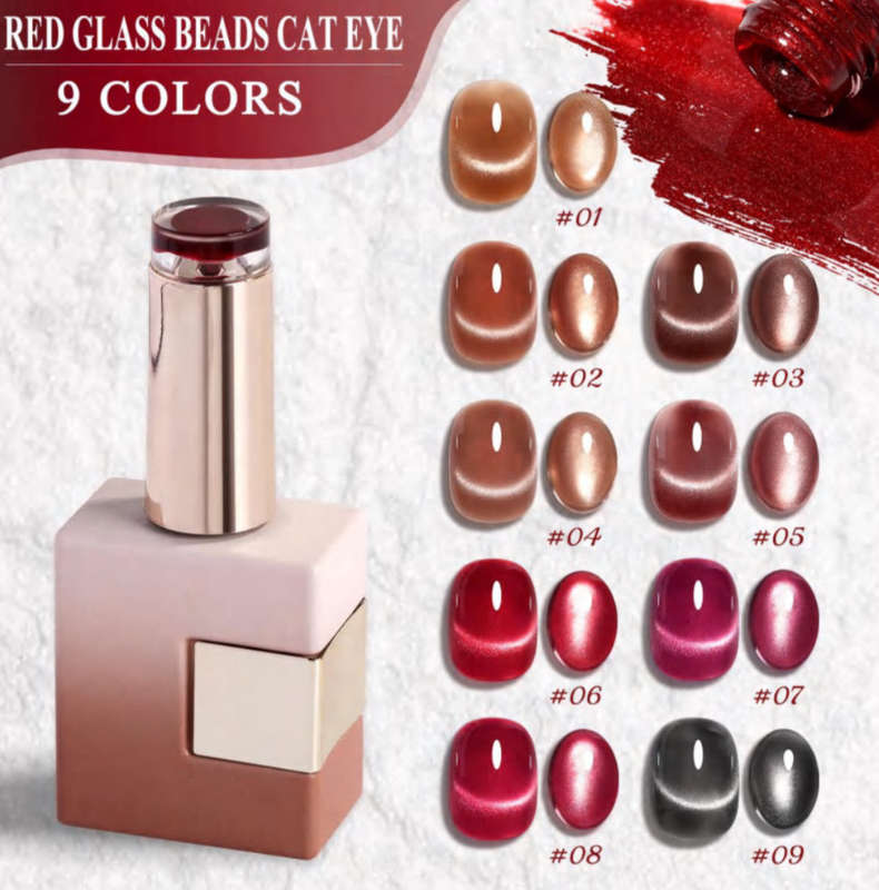 Red Glass Beads Cat Eye Gel
