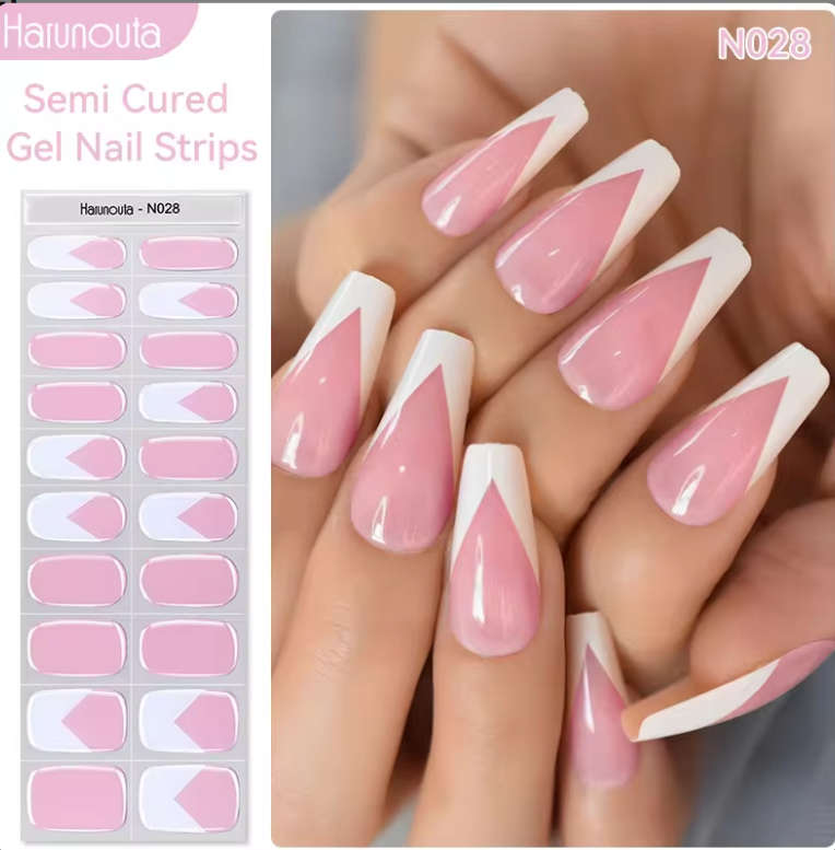 Geometric French Tip Gel Nail Strips