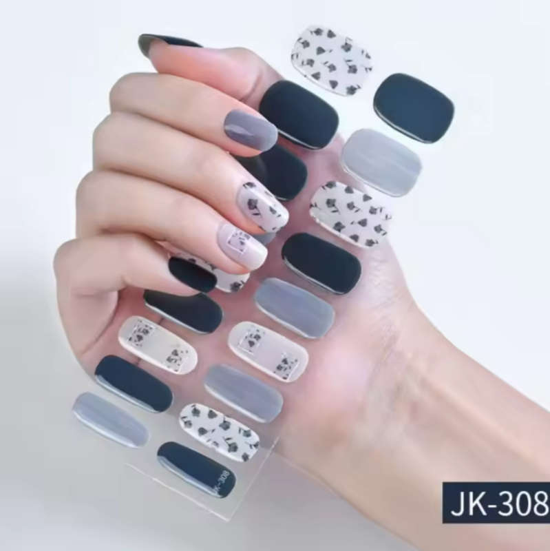 Blue Floral Glaze Gel Nail Sticker