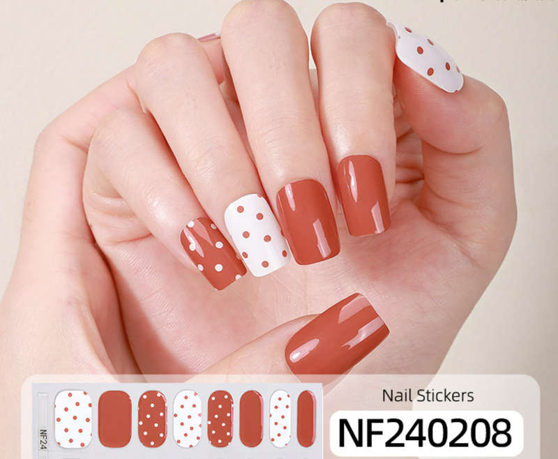 Spotted Mocha Semi Cured Gel Nail Stickers
