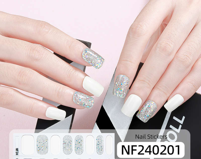 White Dazzle Semi Cured Gel Nail Stickers
