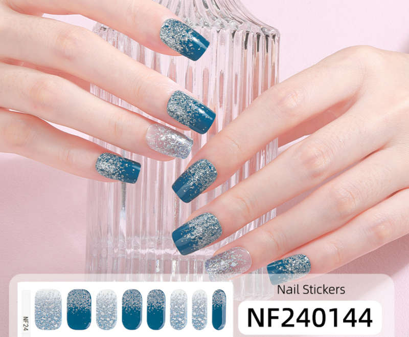 Blue Nova Semi Cured Gel Nail Stickers