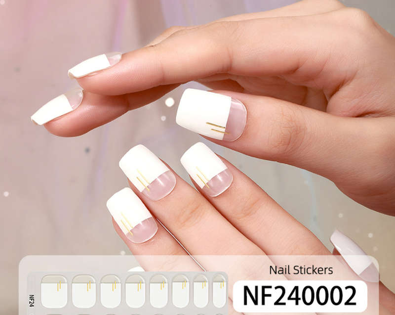 Pretty White French Semi Cured Gel Nail Stickers