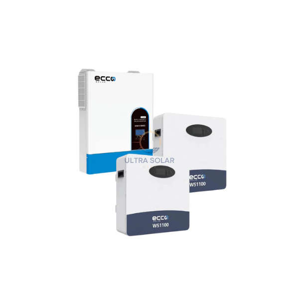 11KVA Ecco MPPT Hybrid Inverter Pure Sine Wave and 2x 5.12kWh Ecco Lithium Battery (Wall Mount)