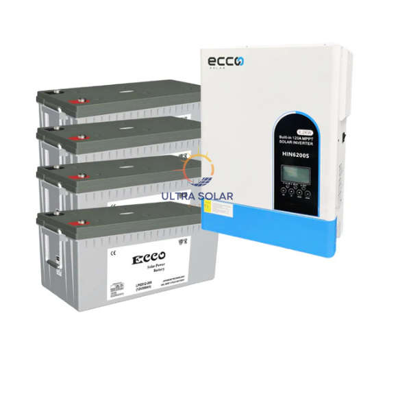 6.2KVA / 6200W Ecco Hybrid Inverter 120A MPPT (Off Grid) and 4x 200AH Deep Cycle Gel Battery