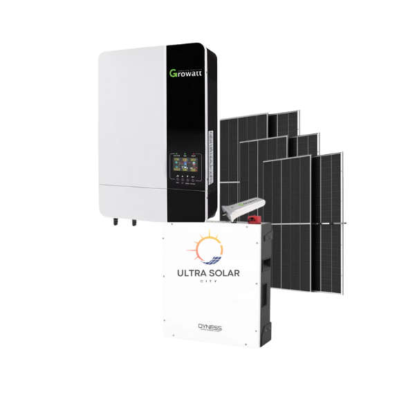 Growatt 5000w and Dyness 5.12 Lithium Battery Combo Power with 6x Solar 445w Solar Panels Mono