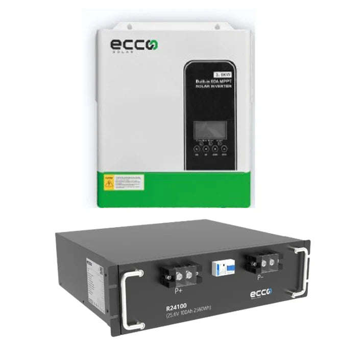 ECCO Solar Hybrid Inverter and Battery Combo 3.5kva / 3500w Mppt & 2.56 Ecco Lithium Battery