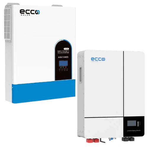 ECCO 11KVA MPPT Pure Sine Wave Load shedding Combo 5.12 KWH AH Battery