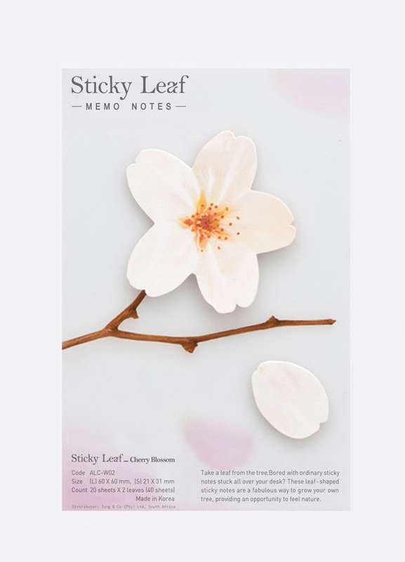 Sticky Leaf note | Cherry Blossom | White Medium