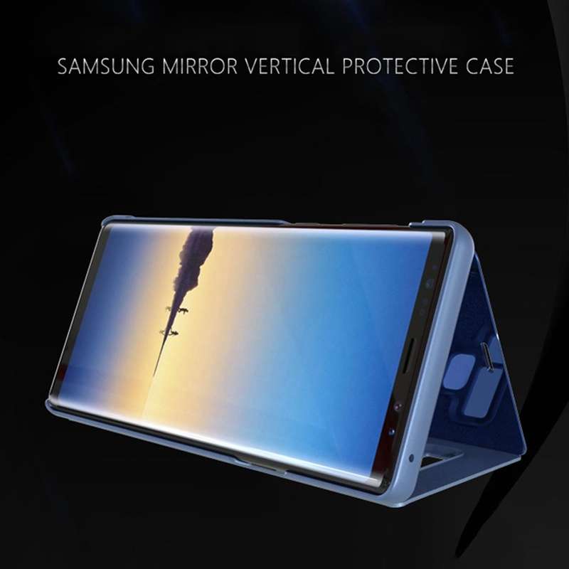 Mirror Clear View Horizontal Flip PU Leather Case for Galaxy Note 9 , with Holder(Black)