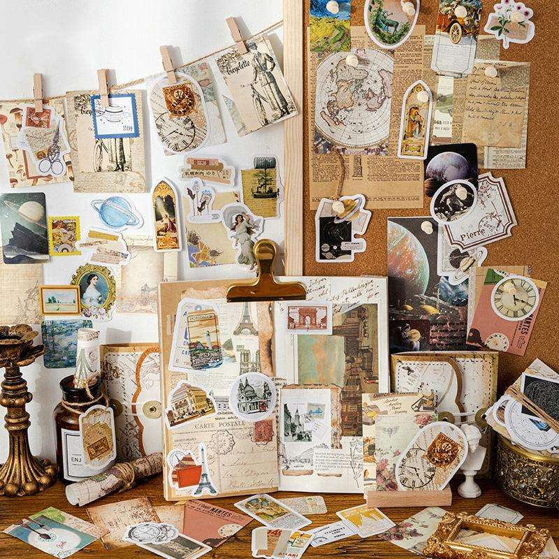 MMK17F Vintage Sticky Note Stickers DIY Handbook Material Set(Universe)
