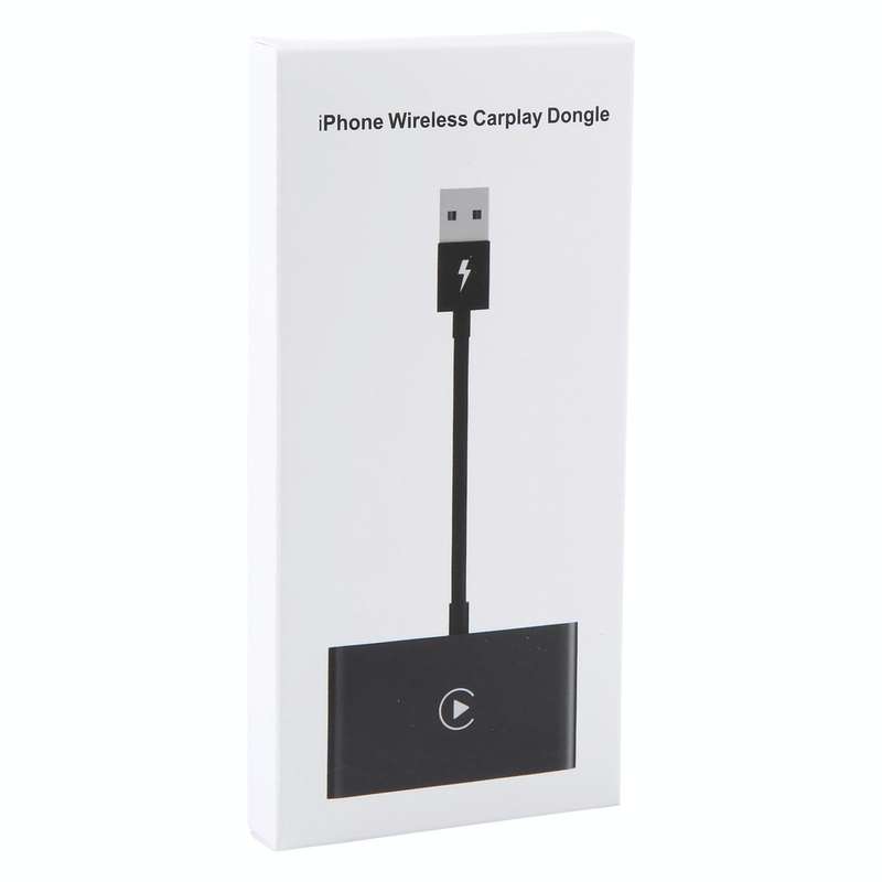 USB + USB-C / Type-C Wired to Wireless Carplay Adapter for iPhone(Black)