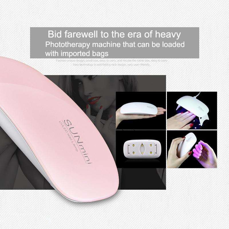 SUN mini 2 6W UV + LED USB Nail Lamp Fingernail Gel Curing Dryer(Pink)