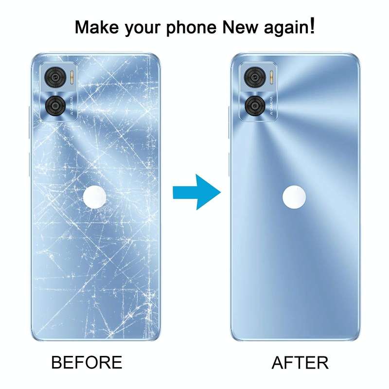 For Motorola Moto E22 Original Battery Back Cover(Light Blue)