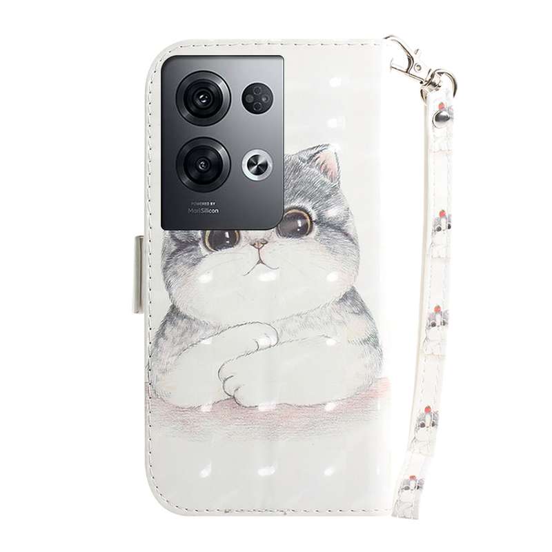 For OPPO Reno8 Pro+ 3D Colored Horizontal Flip Leather Phone Case(Cute Cat)