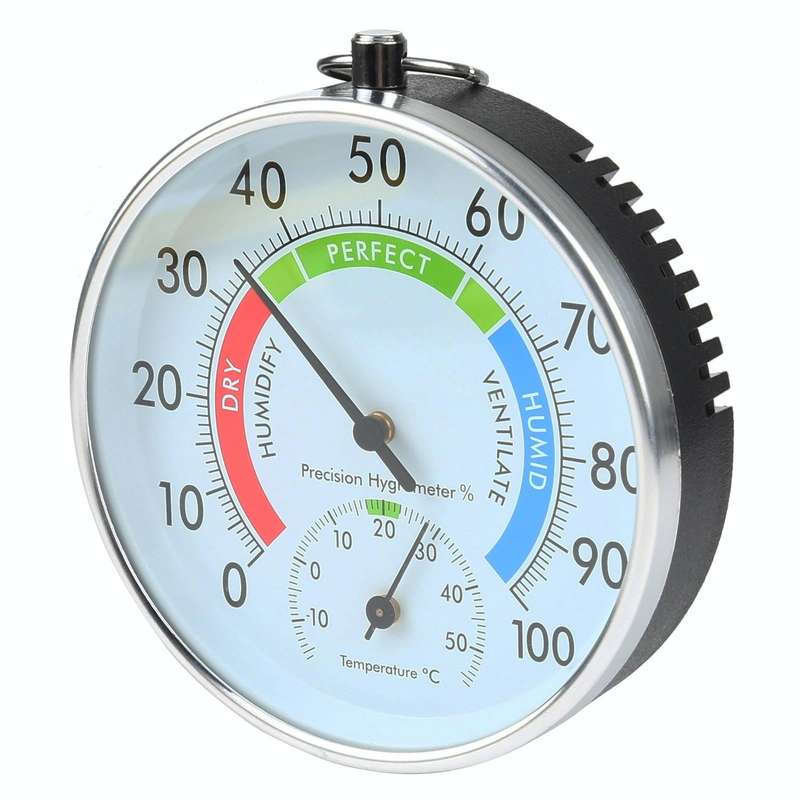 Mini Round Clock-shaped Indoor Outdoor Hygrometer Humidity Thermometer Temperature Meter with Han...
