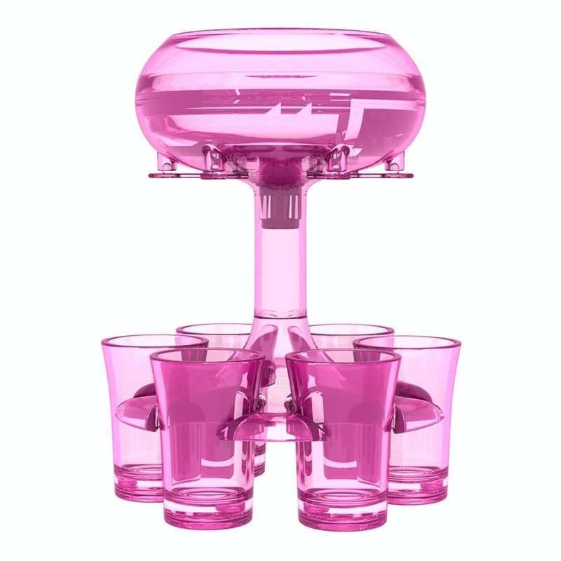6 Shot Glass Dispenser And Holder Automatic Diversion Pourer(Wine Red)