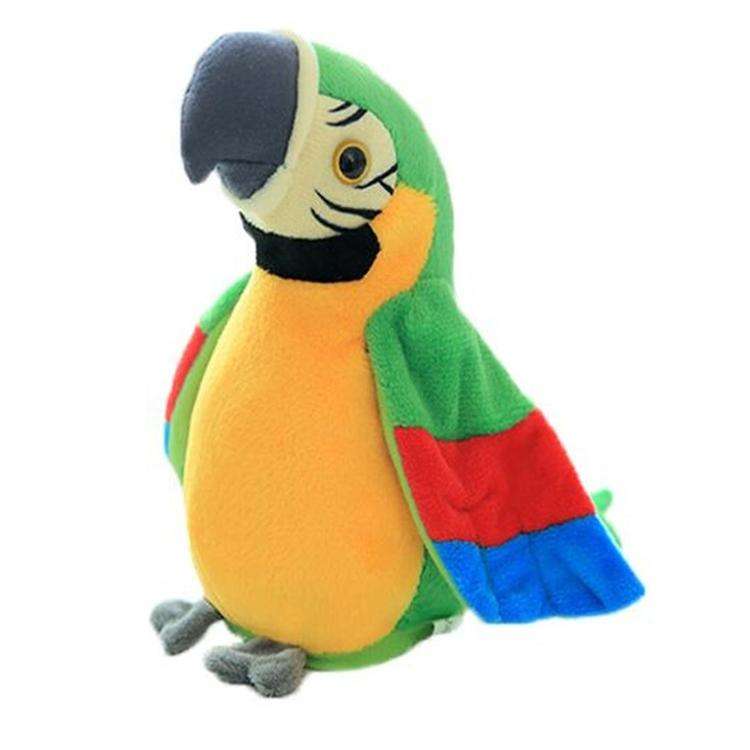 Plush Toy Parrots Recording Talking Parrots Will Twist the Fan Wings Children Toys, Size:Height 1...