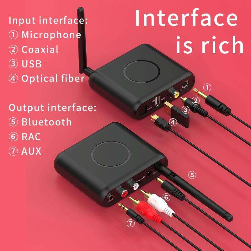 BT08 Bluetooth 5.0 Adapter RCA Output Power Amplifier Wireless Audio Receiver