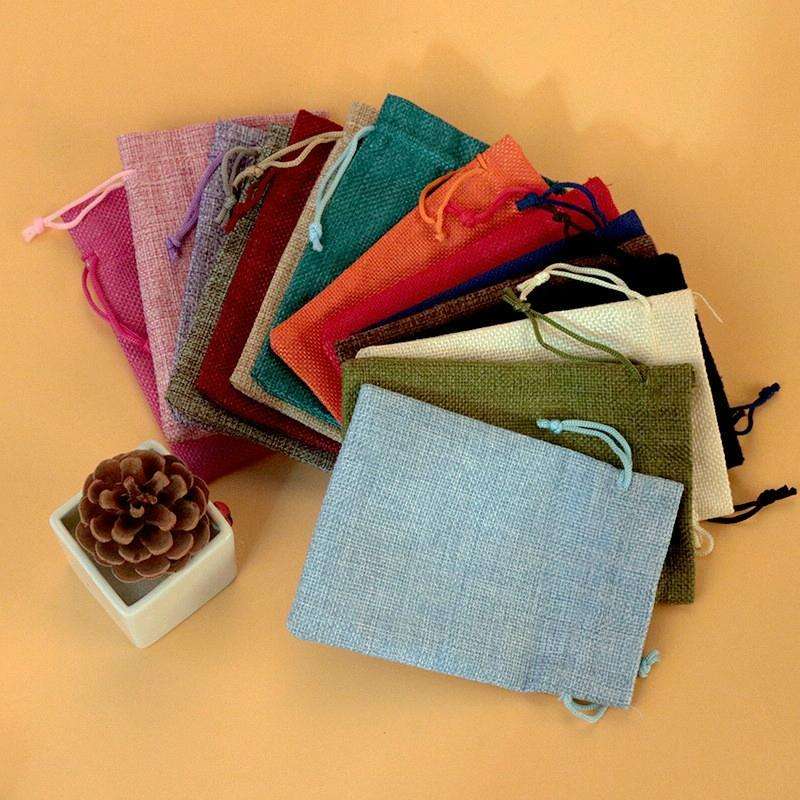 50 PCS Multi size Linen Jute Drawstring Gift Bags Sacks Wedding Birthday Party Favors Drawstring ...