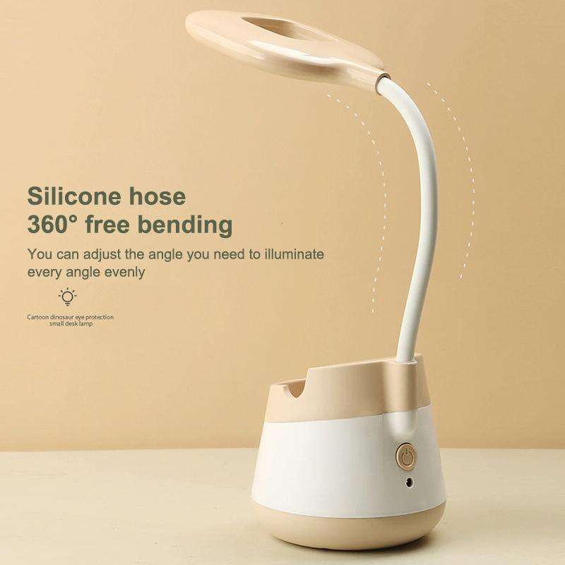 USB Charging LED Desk Light Eye Protection Lamp with Pen Holder and Phone Holder(CS276-3 Black)