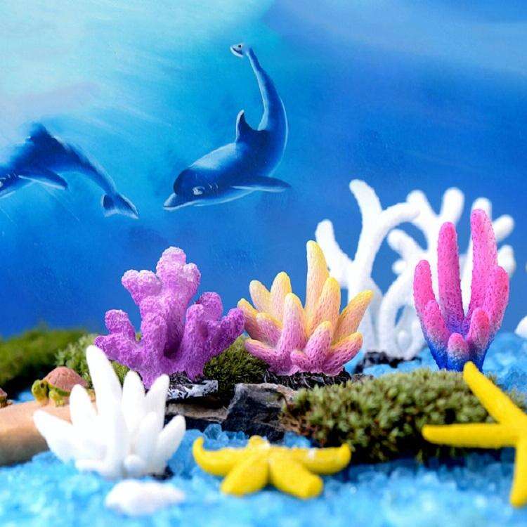 10 PCS Simulation Resin Coral Aquarium Fish Tank Small Ornaments, Colour: No. 7 White