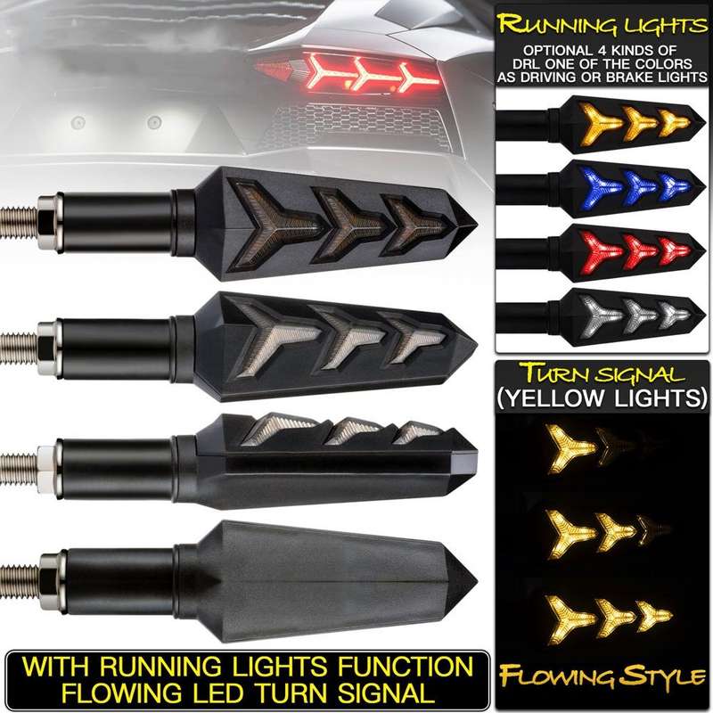 2 PCS KC031 Motorcycle Universal Flashing LED Turn Signal Brake Light(Yellow + Blue Light)