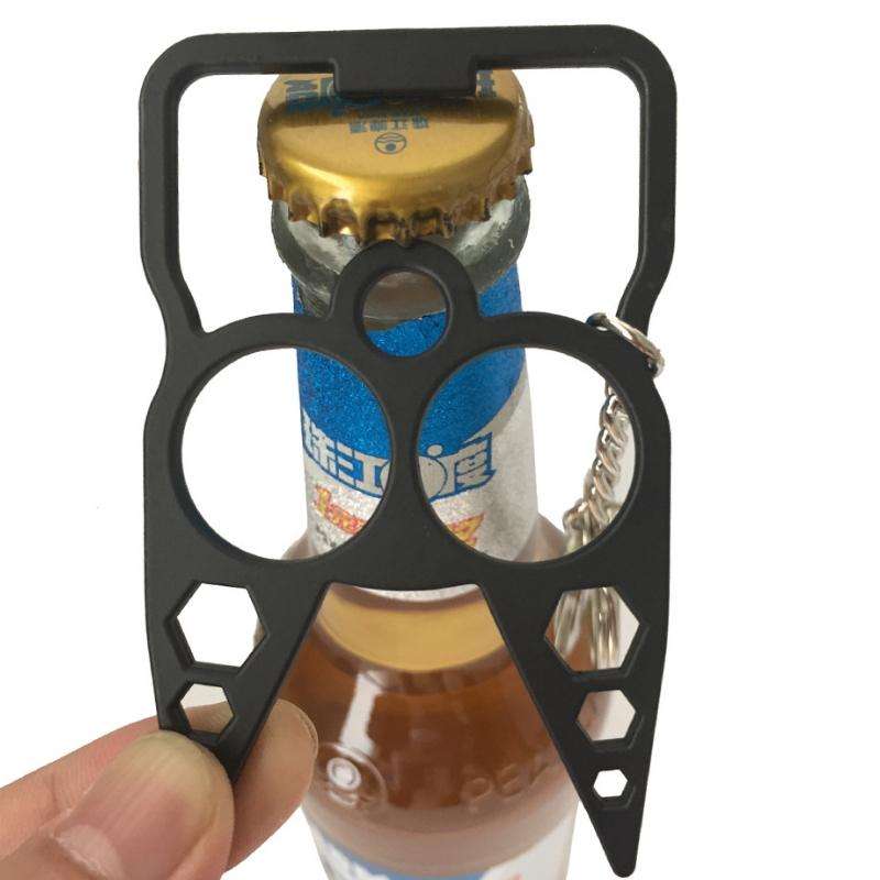 2 PCS 6 In 1 Multifunctional Keychain Zinc Alloy Bottle Opener(Pink)