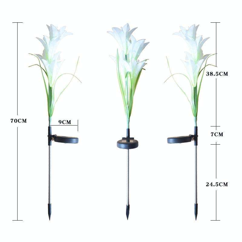 Simulated Lily Flower 4 Heads Solar Powered Outdoor IP55 Waterproof LED Decorative Lawn Lamp, Whi...