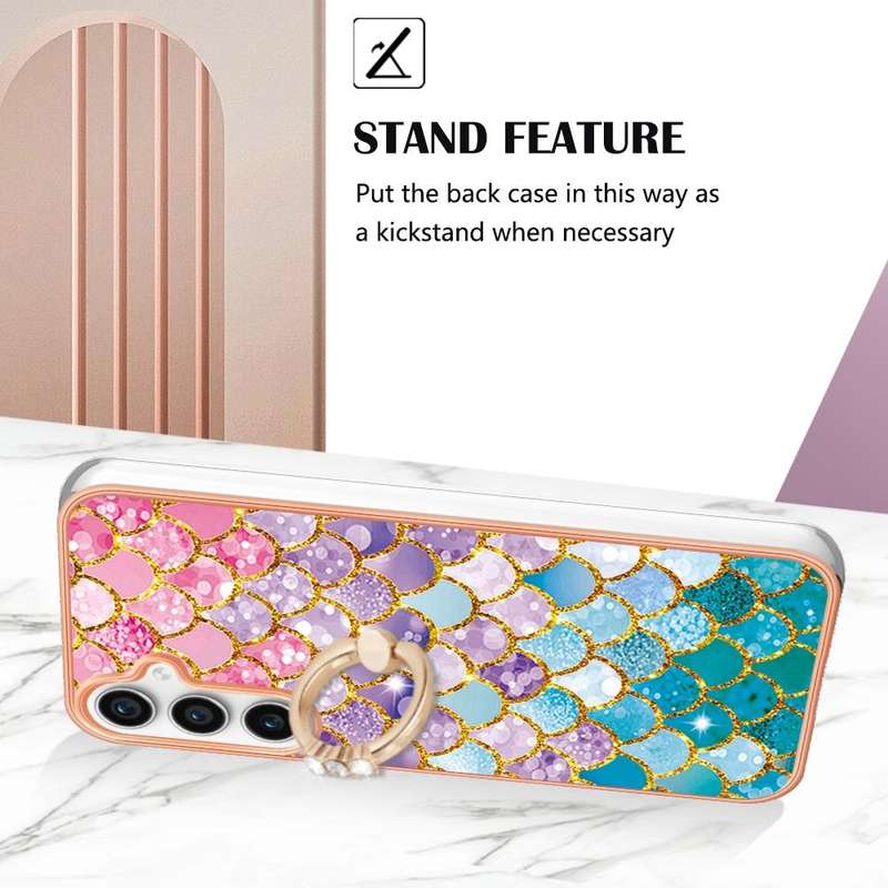 For Samsung Galaxy S23 FE 5G Electroplating IMD TPU Phone Case with Ring(Colorful Scales)