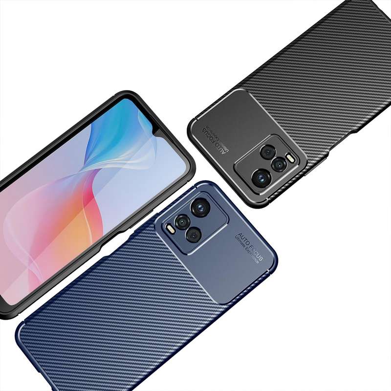 For vivo Y33S Carbon Fiber Texture Shockproof TPU Case(Blue)