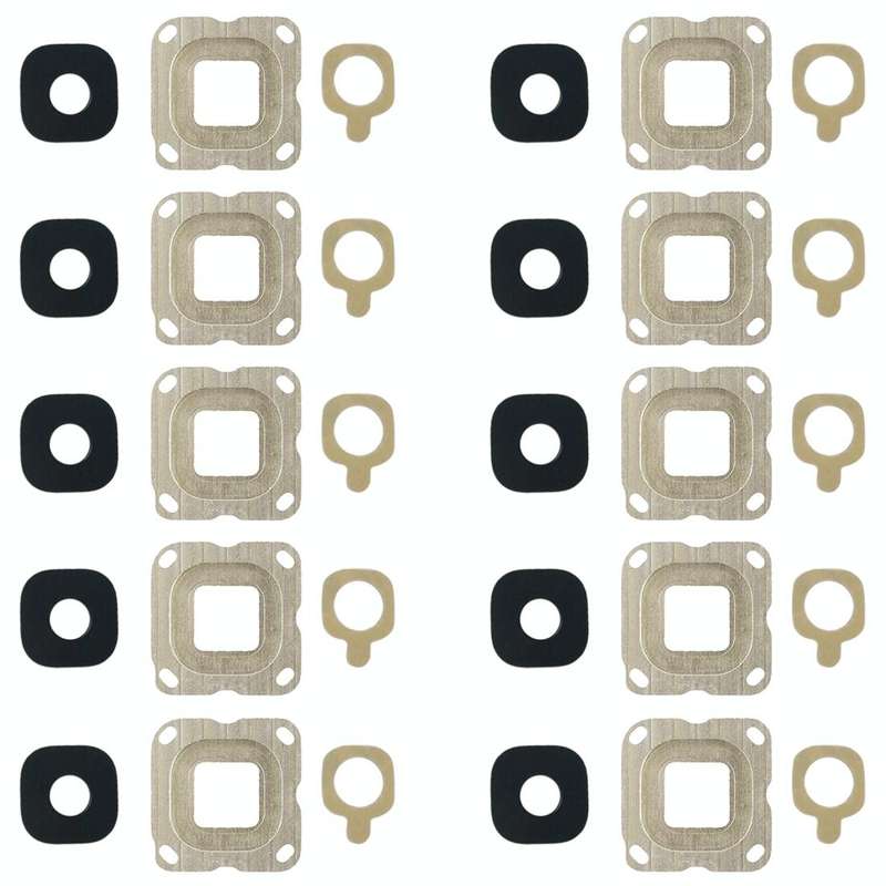For Galaxy C7 10pcs Back Camera Bezel & Lens Cover with Sticker (Gold)