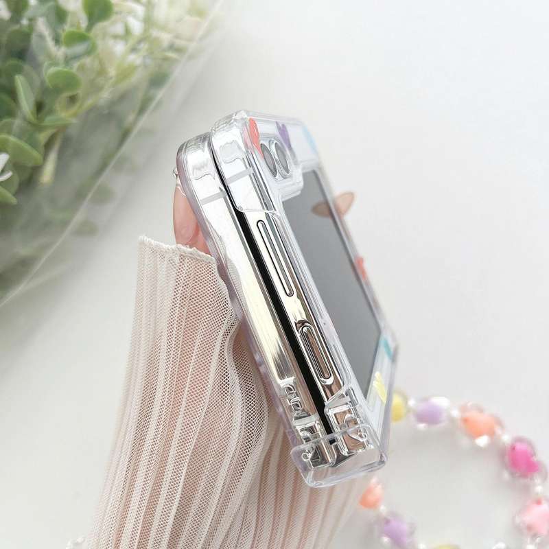 For Samsung Galaxy Z Flip5 Transparent PC All Inclusive Hinge Folding Phone Case with Bracelet(Co...