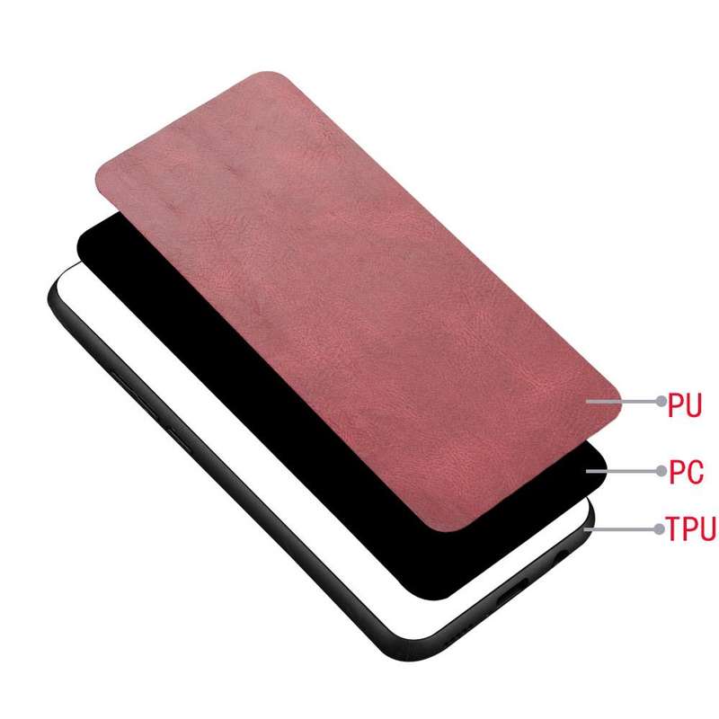 For Galaxy J4 Plus Shockproof Sewing Cow Pattern Skin PC + PU + TPU Case(Red)
