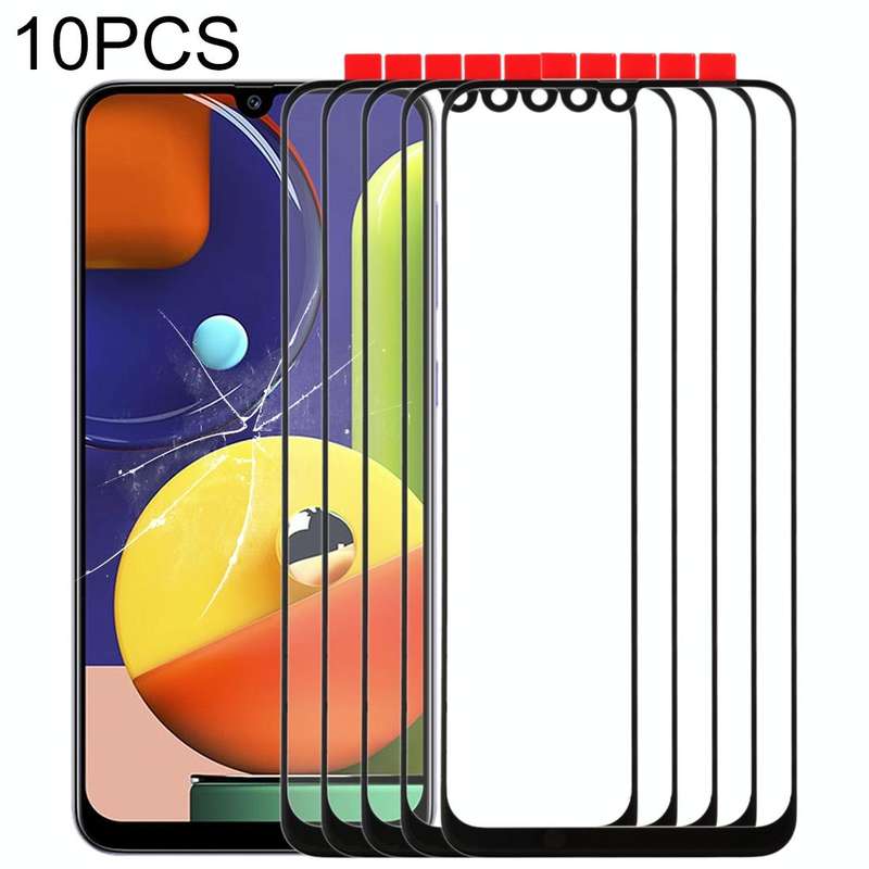 For Samsung Galaxy A50s 10pcs Front Screen Outer Glass Lens (Black)