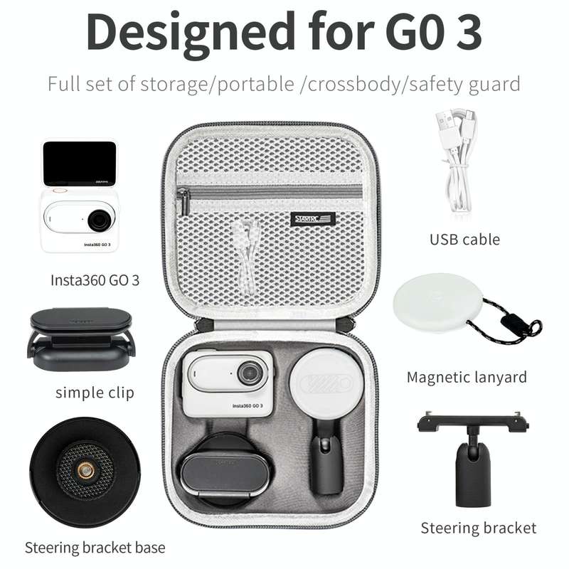 For Insta360 GO 3 / GO 3S STARTRC Portable PU Storage Box Case(Grey)
