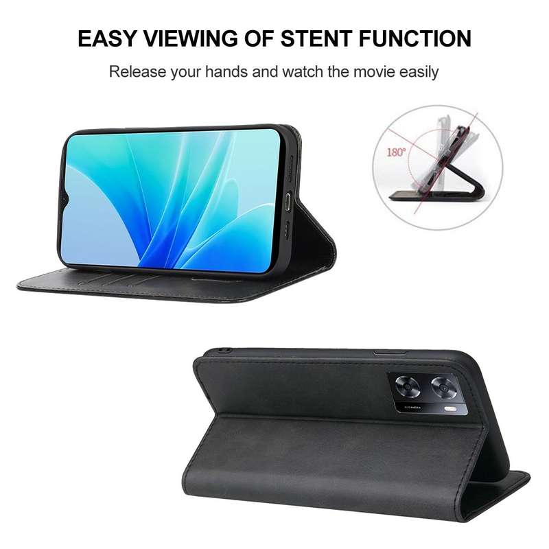 For OPPO A57 4G Magnetic Closure Leather Phone Case(Black)