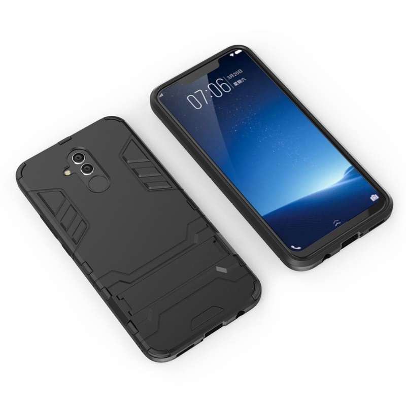 Shockproof PC + TPU Case for Huawei Mate 20 Lite, with Holder(Black)
