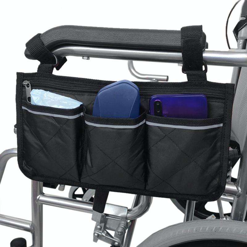Walking Aid Wheelchair Armrest Side Storage Bag Car Storage Hanging Bag(Black)