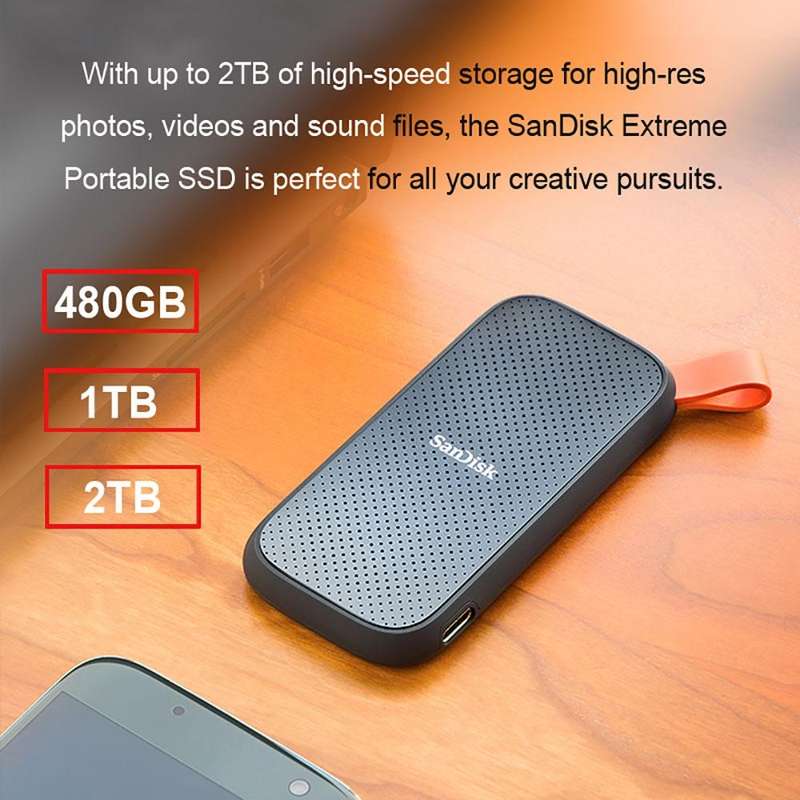 SanDisk E30 High Speed Compact USB3.2 Mobile SSD Solid State Drive, Capacity: 1TB
