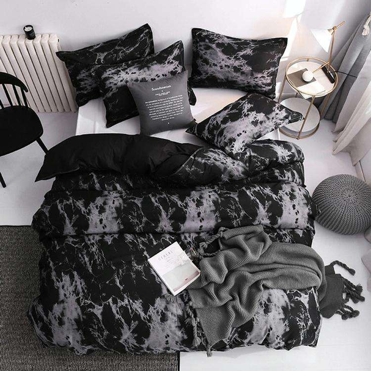 Luxury Bedding Black Marble Pattern Set Sanded Printed Quilt Cover Pillowcase, Size:220x240 cm(Ma...