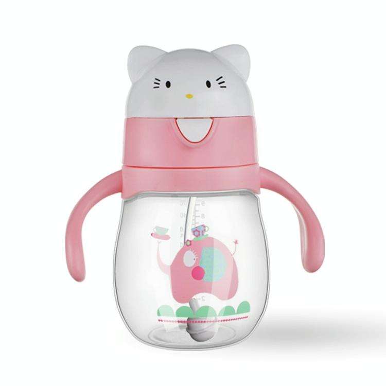 Infant Toddler Drink Cup Child Plastic Leakproof Cartoon Straw Cup With Handle Gravity Ball, Size...